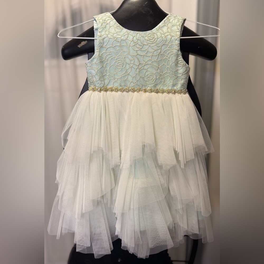American Princess Green Ruffled Tiered Formal Dress